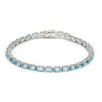 Blue Topaz 14K White Gold Tennis Bracelet