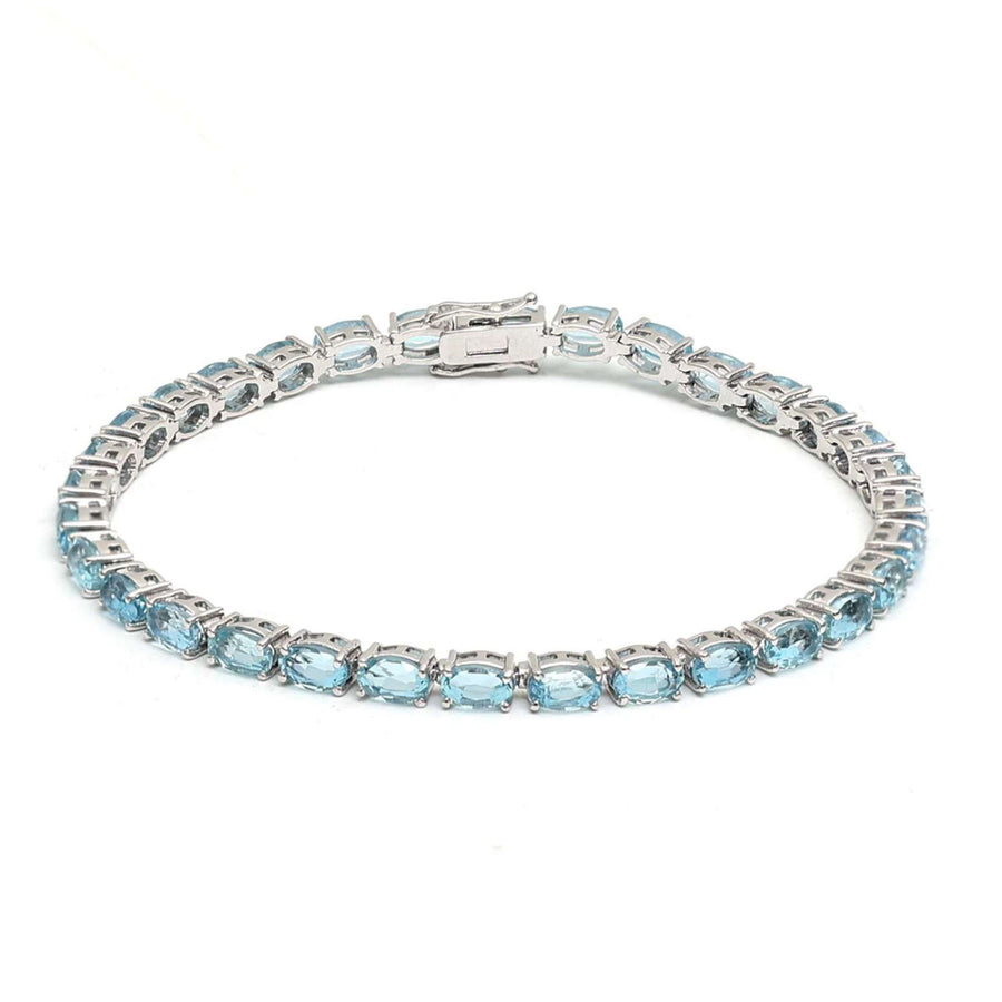 Blue Topaz 14K White Gold Tennis Bracelet