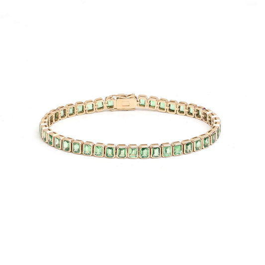 Lush Green 14K Yellow Gold Emerald-Cut Bracelet