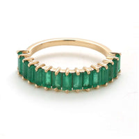 Emerald Baguette 14K Gold Half Eternity Band Ring