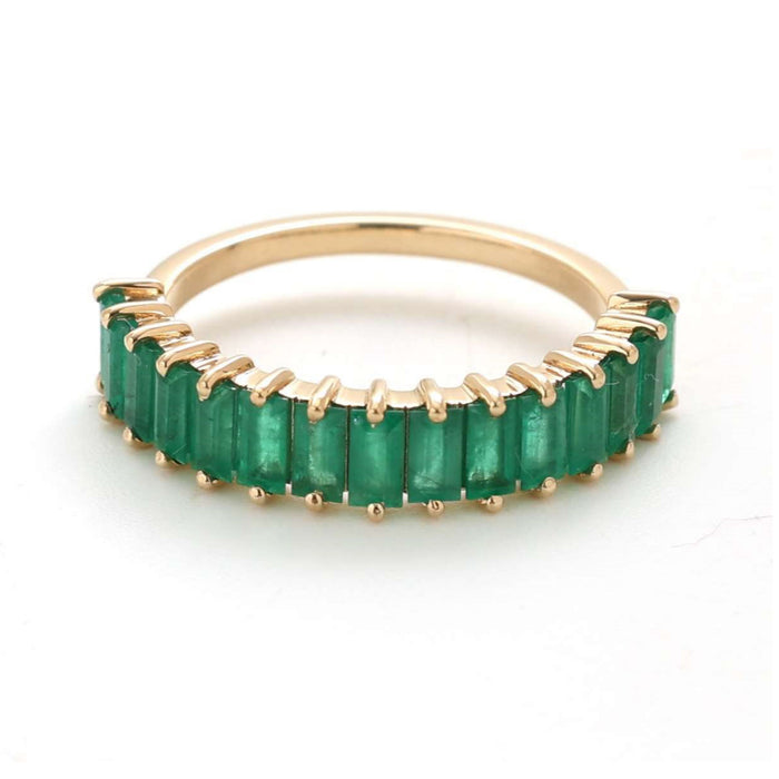 Emerald Baguette 14K Gold Half Eternity Band Ring