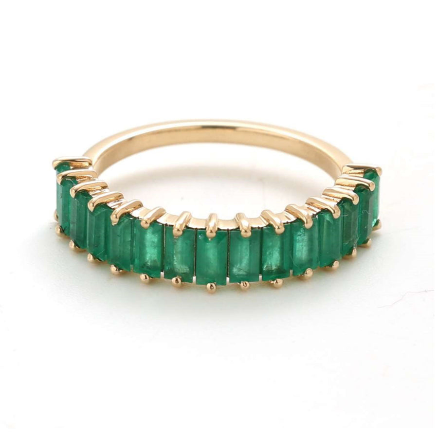 Emerald Baguette 14K Gold Half Eternity Band Ring