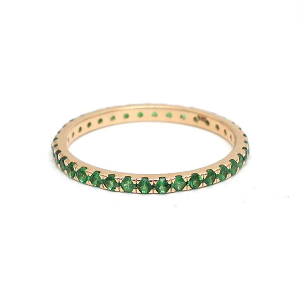 Green Tsavorite Diamond 14K Band Ring