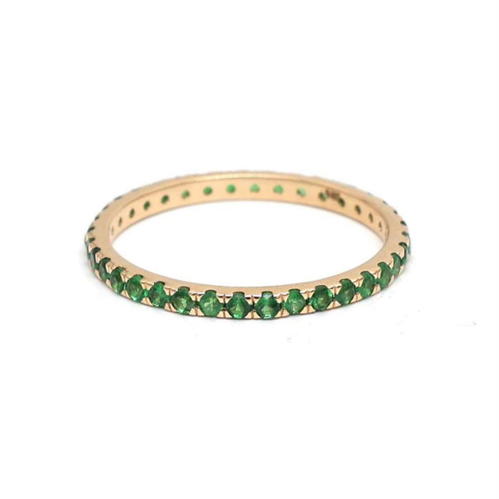 Green Tsavorite Diamond 14K Band Ring