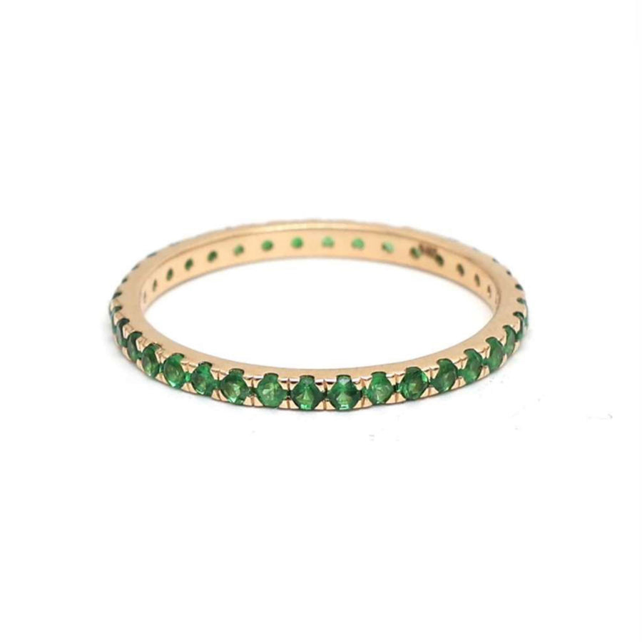 Green Tsavorite Diamond 14K Band Ring