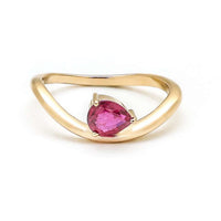 Pear Ruby Open 14K Gold Band Ring