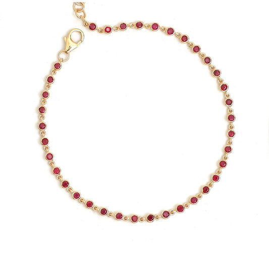 Radiant Pink Sapphire Amethyst 14K Yellow Gold Tennis Bracelet