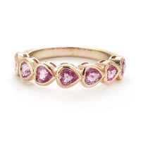 Pink Sapphire Pear-Cut Bezel 14K Gold Half Eternity Band Ring