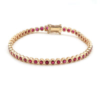 Crimson Ruby 14K Yellow Gold Tennis Bracelet