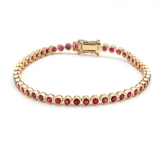 Crimson Ruby 14K Yellow Gold Tennis Bracelet