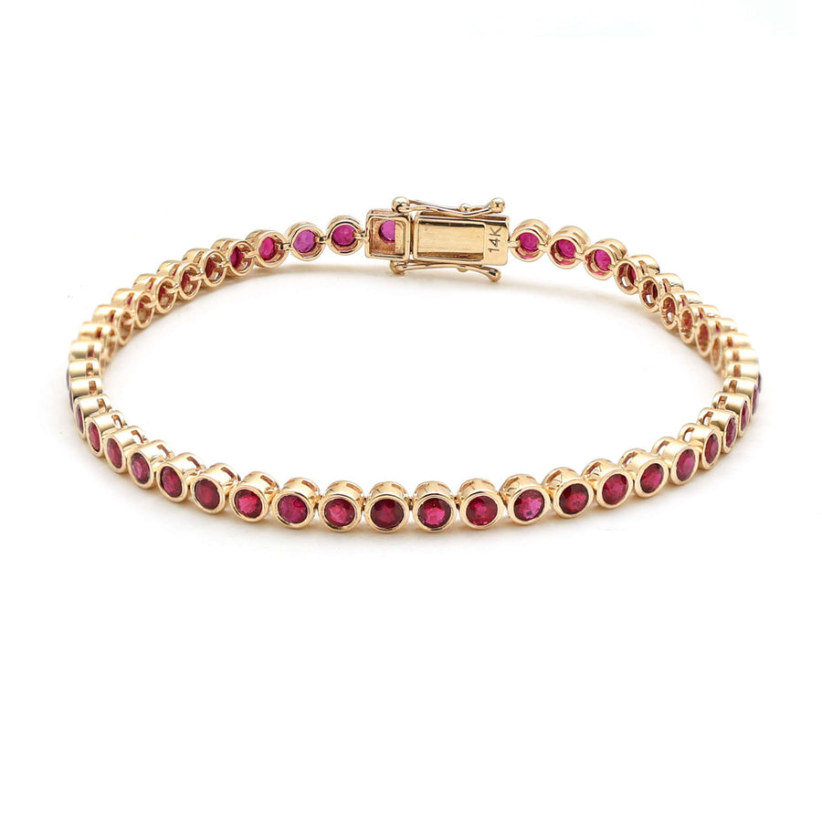 Crimson Ruby 14K Yellow Gold Tennis Bracelet