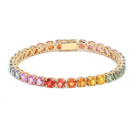 Spectrum Radiance Sapphire 14K Yellow Gold Tennis Bracelet