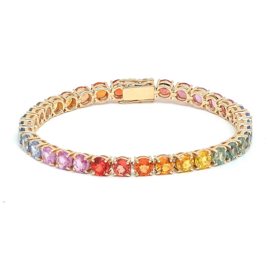 Spectrum Radiance Sapphire 14K Yellow Gold Tennis Bracelet