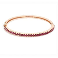 Ruby Hinged Bangle Bracelet in 14K Yellow Gold
