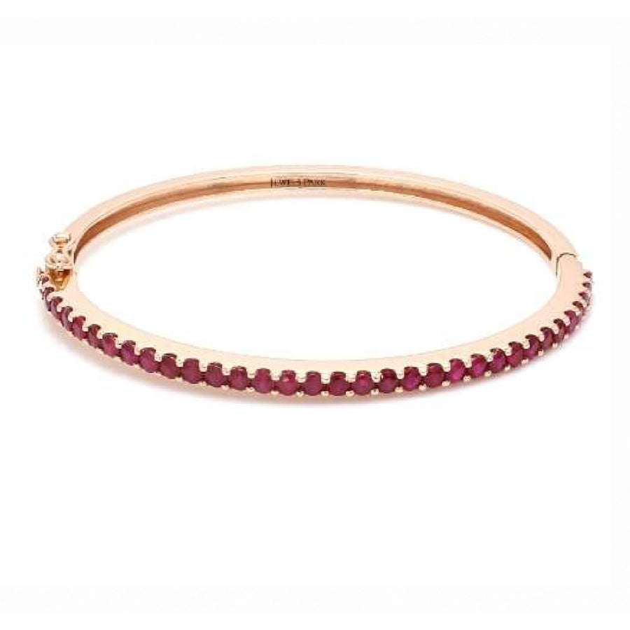 Ruby Hinged Bangle Bracelet in 14K Yellow Gold