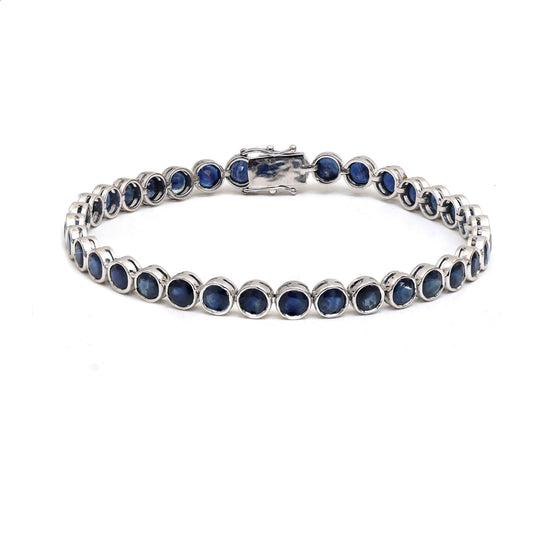 Midnight Bezel Sapphire 14K White Gold Tennis Bracelet