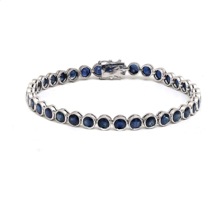 Midnight Bezel Sapphire 14K White Gold Tennis Bracelet