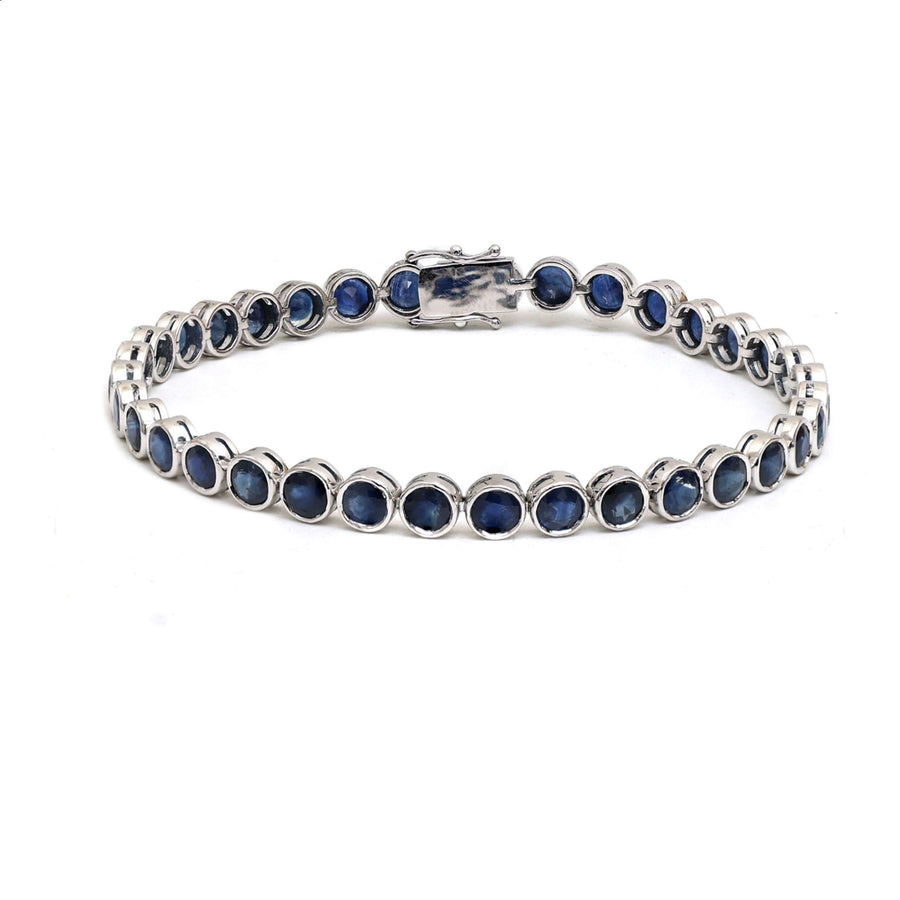 Midnight Bezel Sapphire 14K White Gold Tennis Bracelet