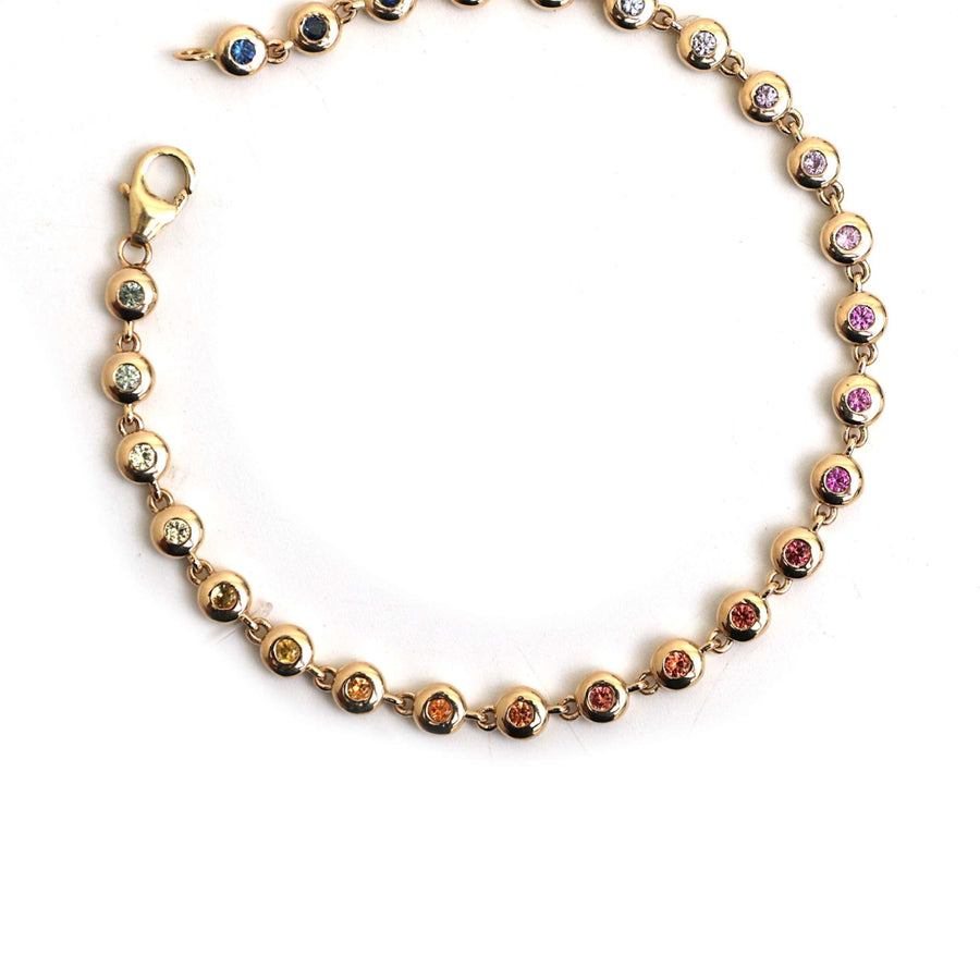 Aurora Spectrum Gemstone 14K Yellow Gold Station Bracelet