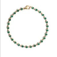 Verdant Halo Emerald 14K Yellow Gold Station Bracelet