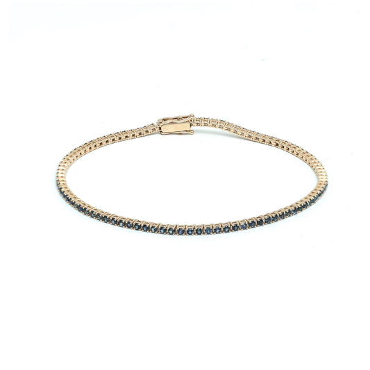 Deep Tide Blue Sapphire 14K Yellow Gold Tennis Bracelet