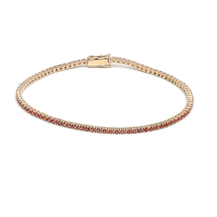 Blush Ember Pink Sapphire 14K Yellow Gold Tennis Bracelet