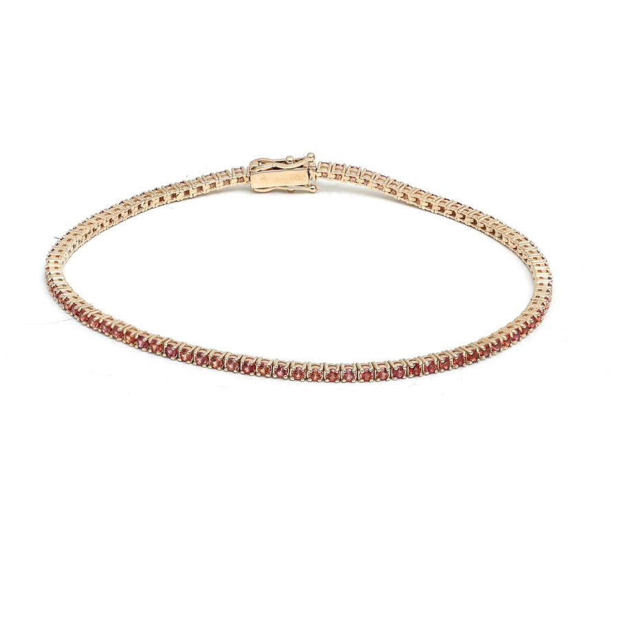 Blush Ember Pink Sapphire 14K Yellow Gold Tennis Bracelet