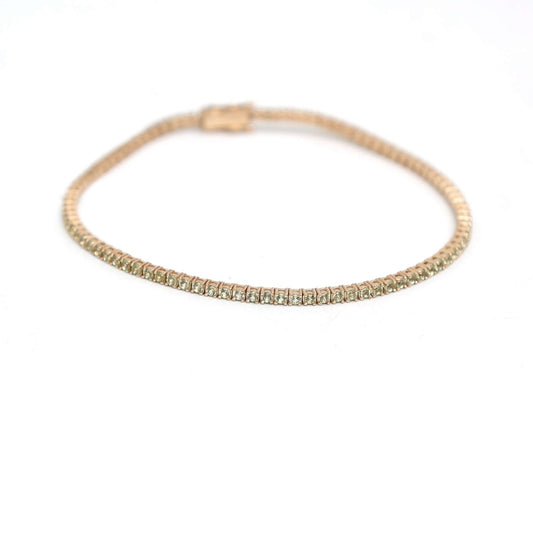 Green Sapphire Tennis Bracelet in 14K Yellow Gold