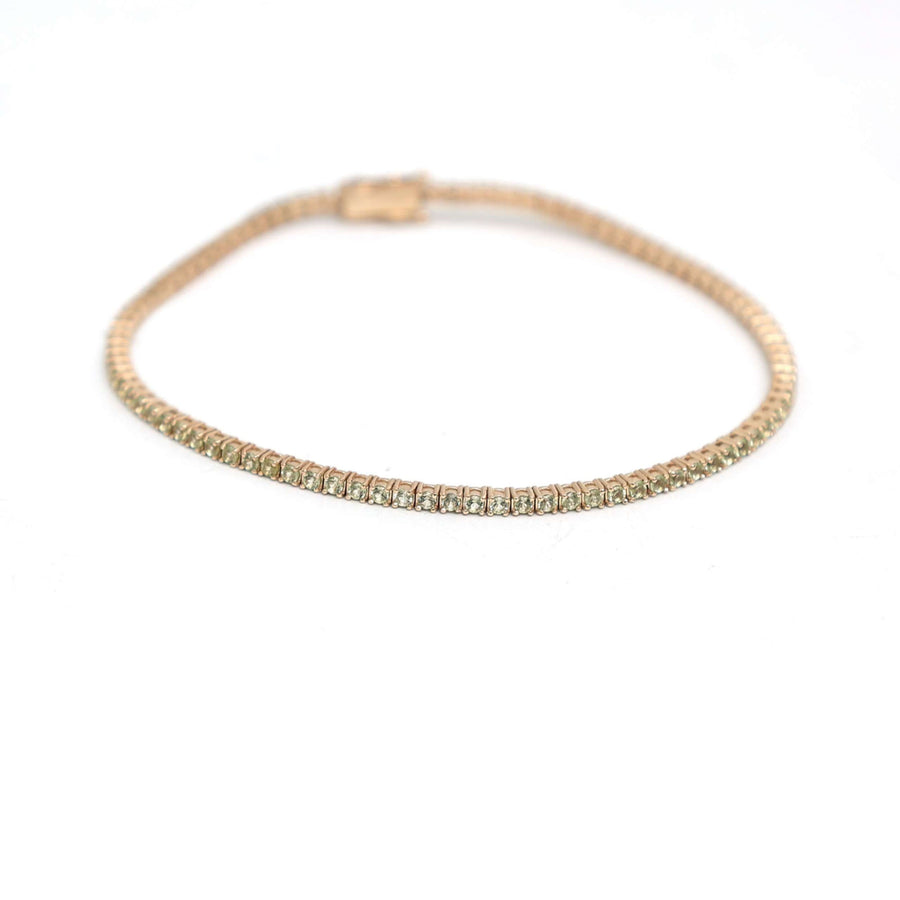 Green Sapphire Tennis Bracelet in 14K Yellow Gold