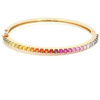 Aurora Rainbow Sapphire 14K Yellow Gold Hinged Bangle
