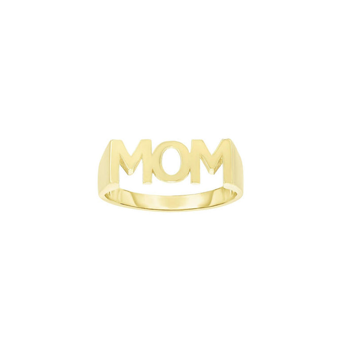 Polished Letter Mom Ring in 14K Yellow Gold