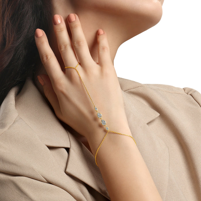 Twisted 76 Diamonds Hand Bracelet in 14K Yellow Gold