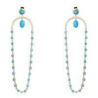 Turquoise Chain Drop Earrings in 14K Yellow Gold