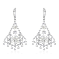 Ornate Elegance Diamond Drops Earrings in 18K White Gold