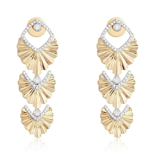 Radiant Cascade Diamond Statement Earrings in 14K Yellow Gold