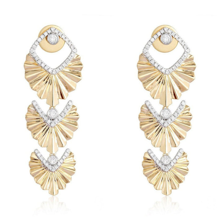 Radiant Cascade Diamond Statement Earrings in 14K Yellow Gold