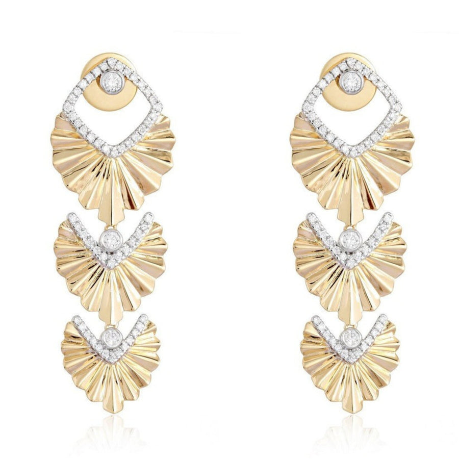 Radiant Cascade Diamond Statement Earrings in 14K Yellow Gold