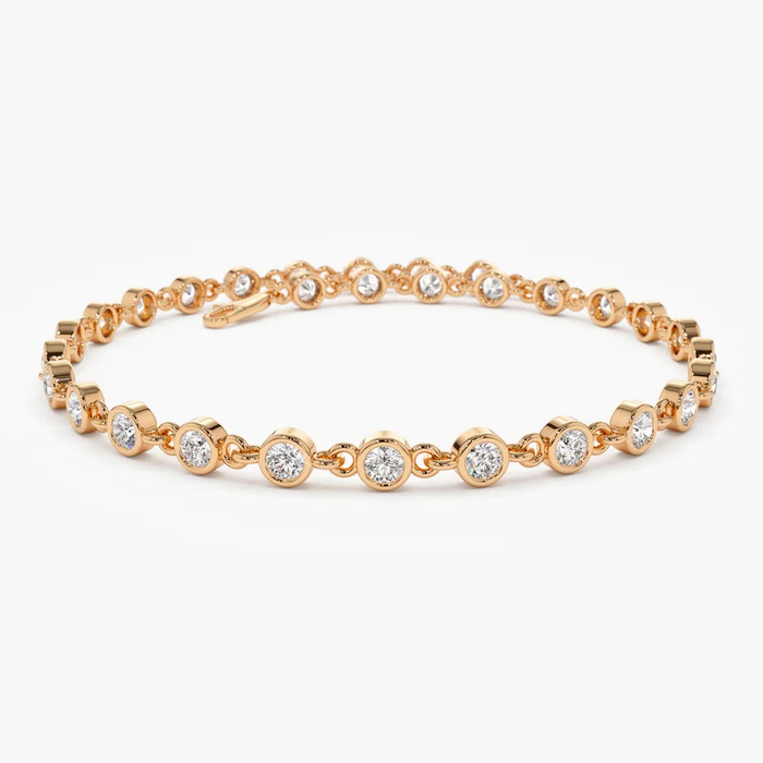 Bezel Setting Spring Diamond Bracelet in 14K Yellow Gold