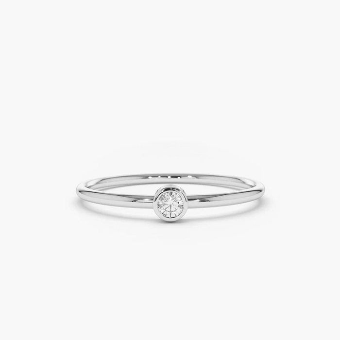 Solitaire Bezel Diamond Ring in 14K Yellow Gold