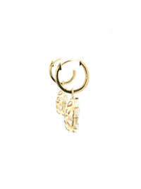 Diamond Drop Hoop Earrings in 14K Yellow Gold