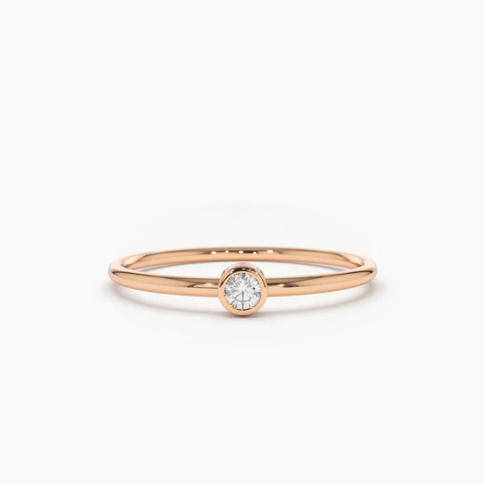 Solitaire Bezel Diamond Ring in 14K Yellow Gold