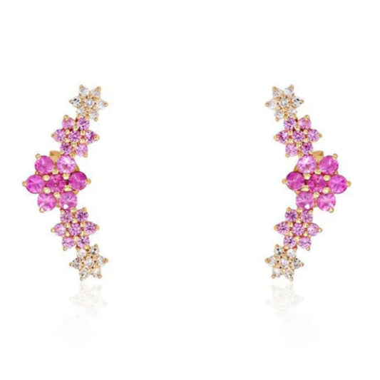 Celestial Cluster Diamond Stud Earrings in 14K Yellow Gold