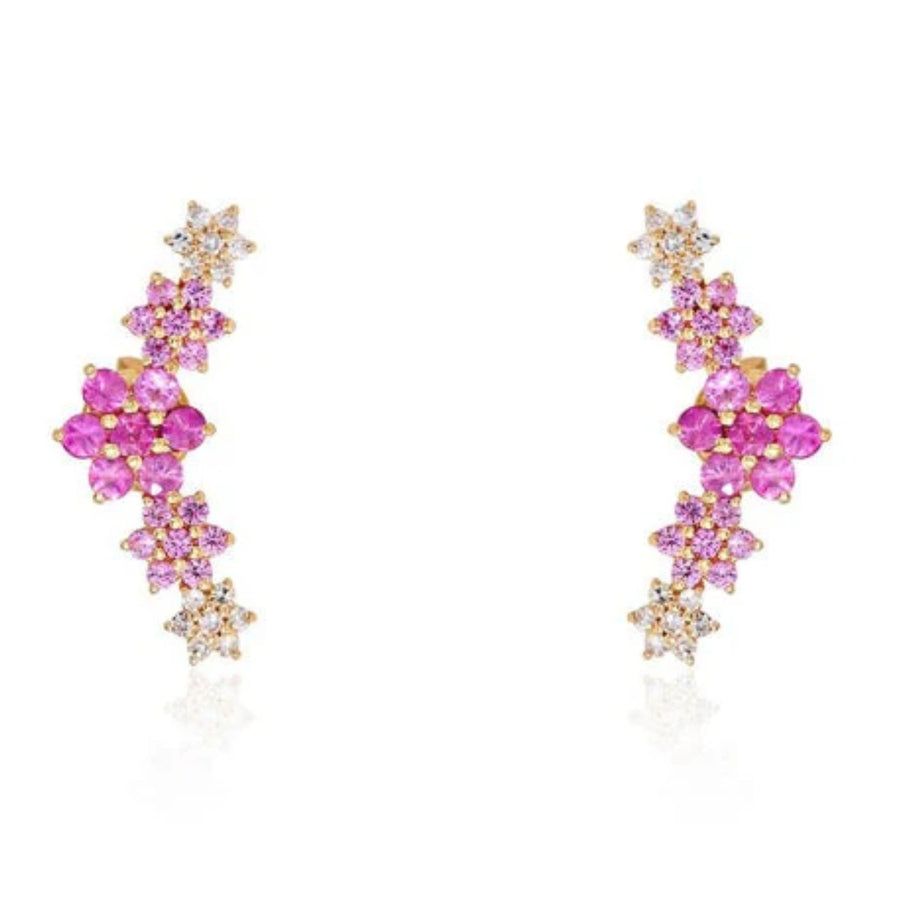 Celestial Cluster Diamond Stud Earrings in 14K Yellow Gold