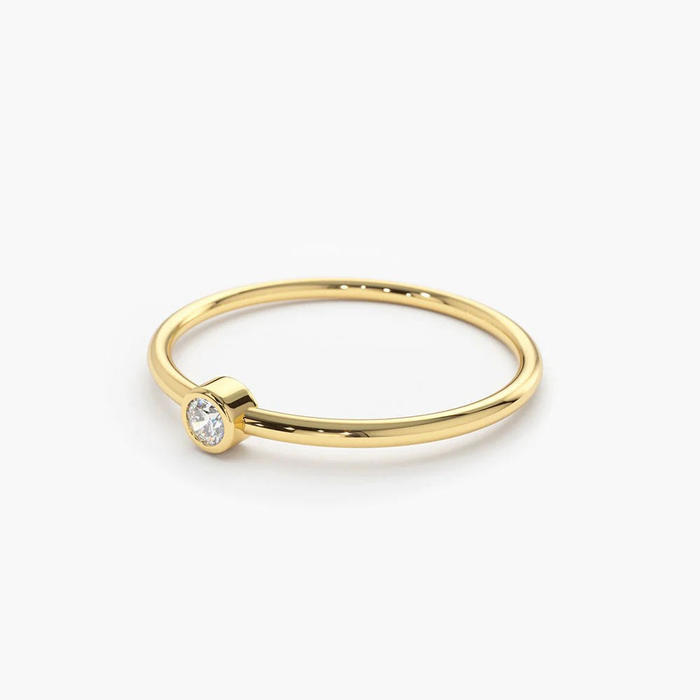 Solitaire Bezel Diamond Ring in 14K Yellow Gold
