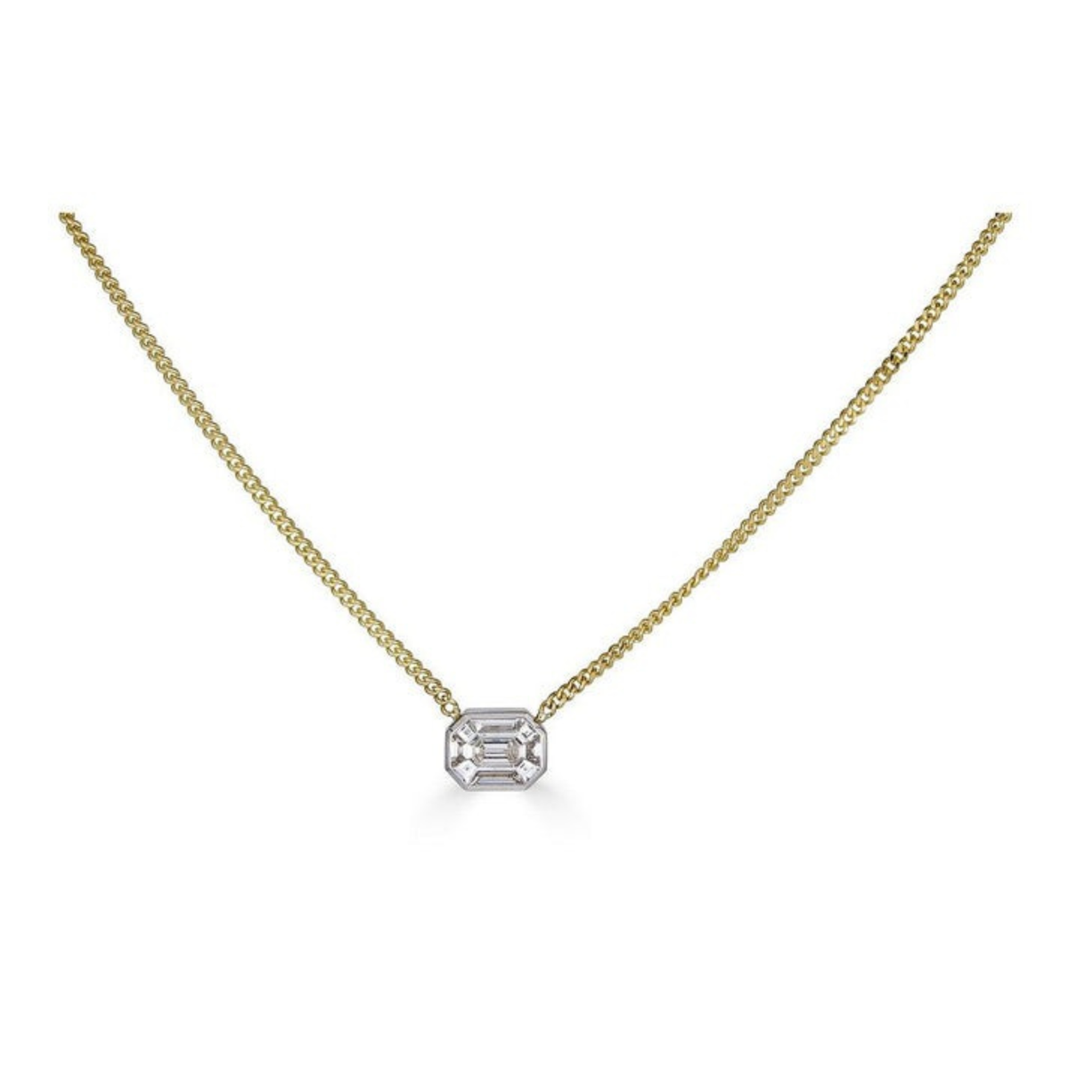 Emerald Cut Diamond Pendant Necklace in 14K Yellow Gold