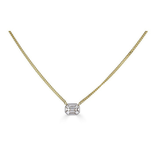 Emerald Cut Diamond Pendant Necklace in 14K Yellow Gold