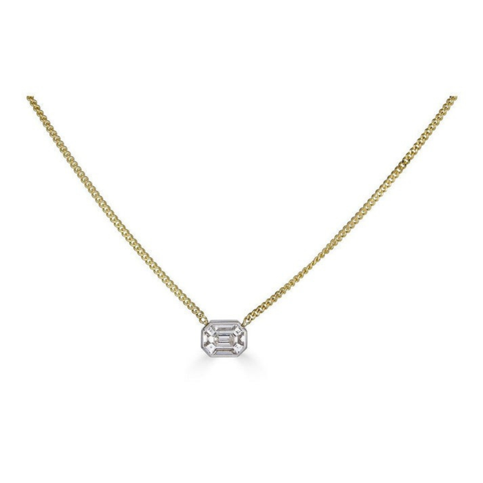 Emerald Cut Diamond Pendant Necklace in 14K Yellow Gold