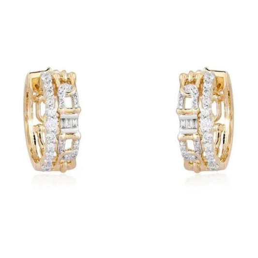 Velvetine Glam Huggie Earrings in 14K Yellow Gold