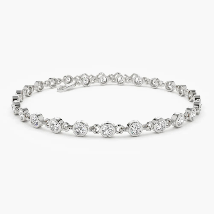 Bezel Setting Spring Diamond Bracelet in 14K Yellow Gold
