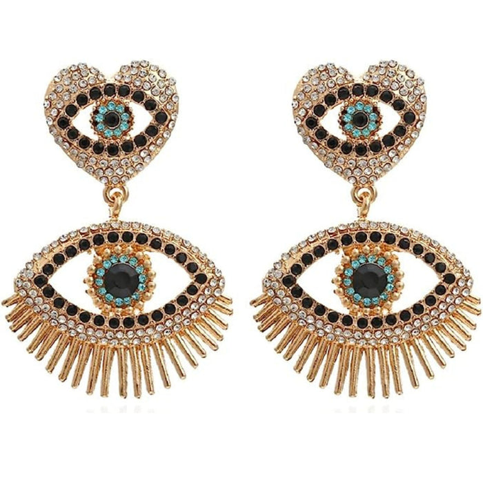 Chandelier Diamond Eye Drop Earrings in 18K Yellow Gold